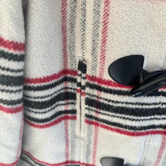 Merona Women's Medium Toggle Duffle Coat Wool Blend Plaid Preppy - Picture 4 of 9